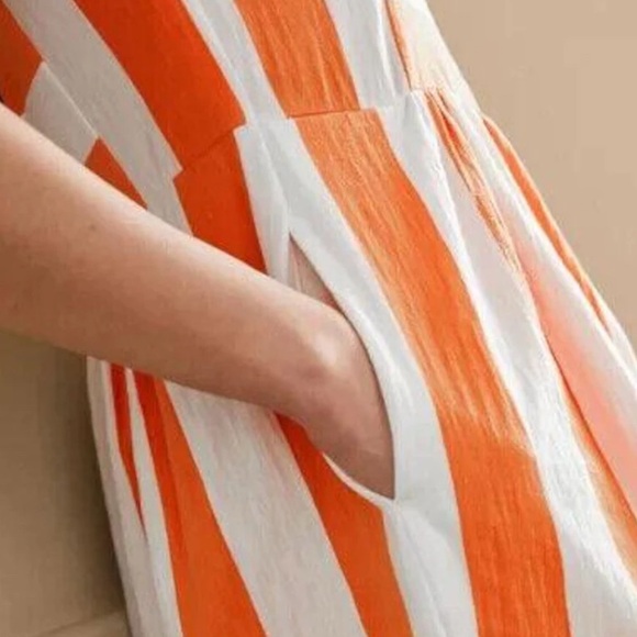 Boden Vibrant Orange and White Cotton Jersey Tshirt Dress - Picture 7 of 7